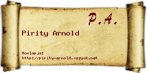 Pirity Arnold névjegykártya